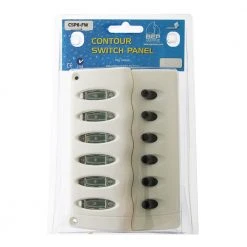BEP Marine Contour Waterproof 6 Way Switch Panel With Fuse Holder White