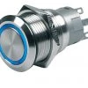BEP Marine BEP Momentary On/Off Push Button Switch With Blue LED Ring 12v