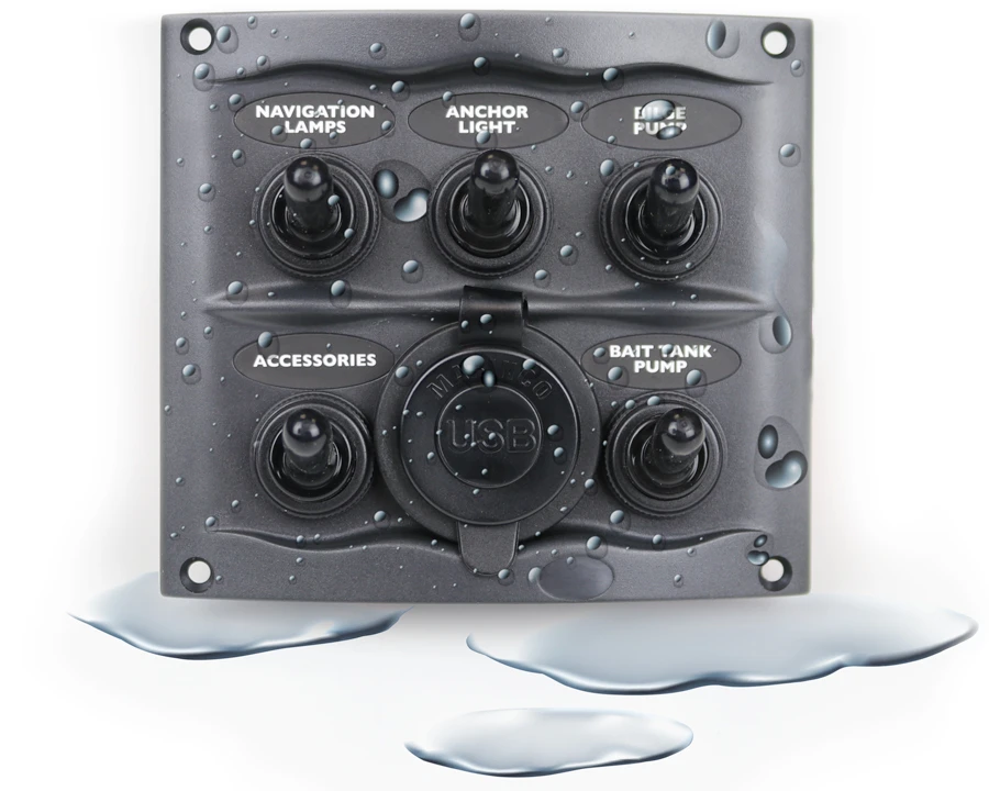 BEP Marine 5-Way Waterproof Switch Panel With Dual USB 3 BEP Marine 5-Way Waterproof Switch Panel With Dual USB - Image 3