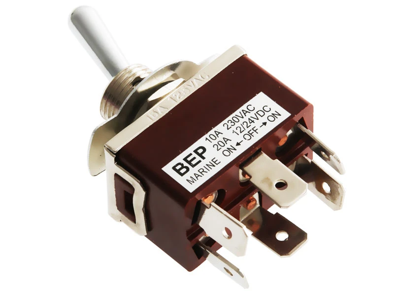 BEP Marine Waterproof Series Accessory - On/Off/On DPdt - 12V 20A Toggle Switch 1 BEP Marine Waterproof Series Accessory - On/Off/On DPdt - 12V 20A Toggle Switch